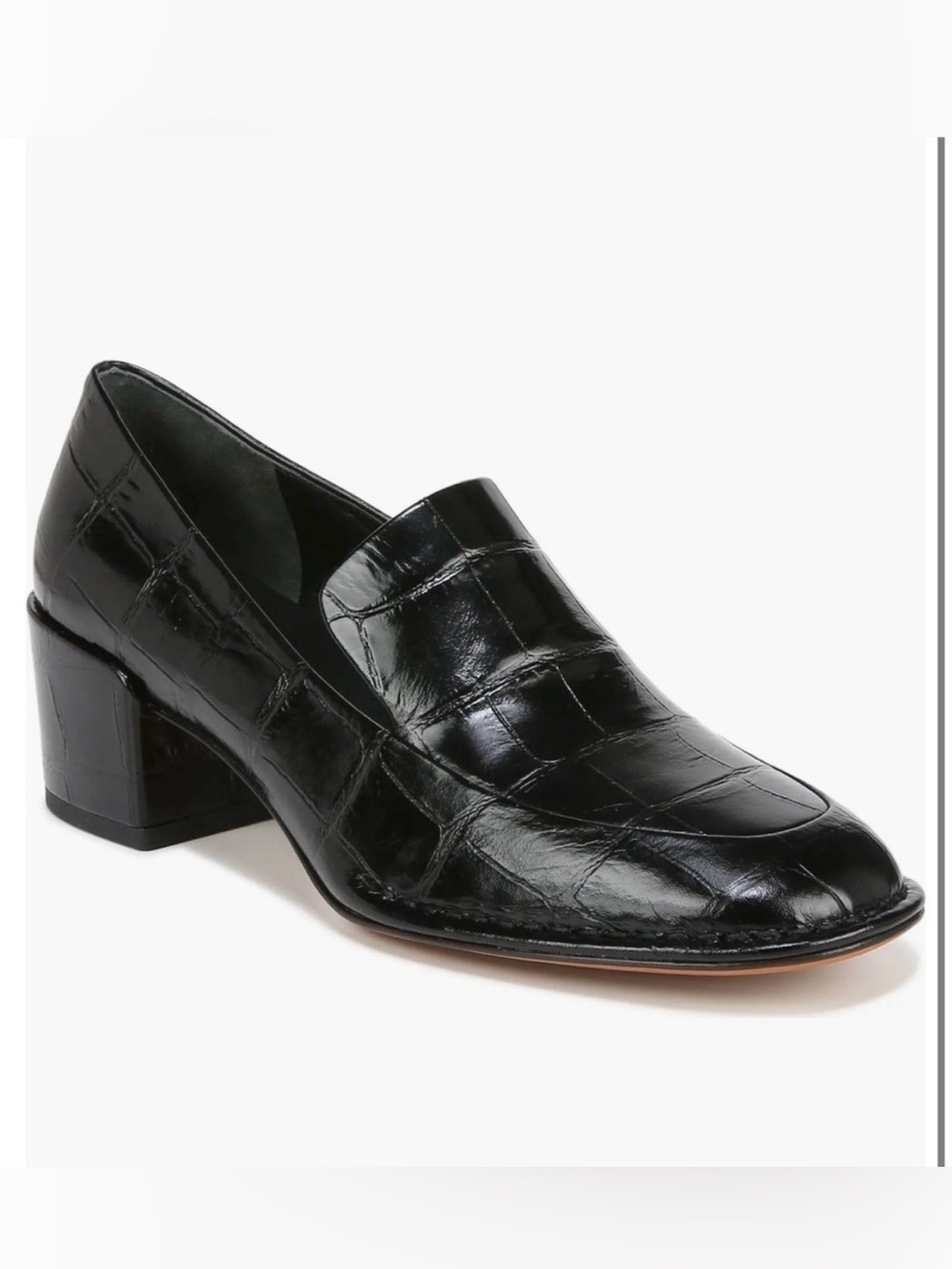 Vince Millie Black Croc-Embossed Leather Loafers — New in Box, Size 8.5